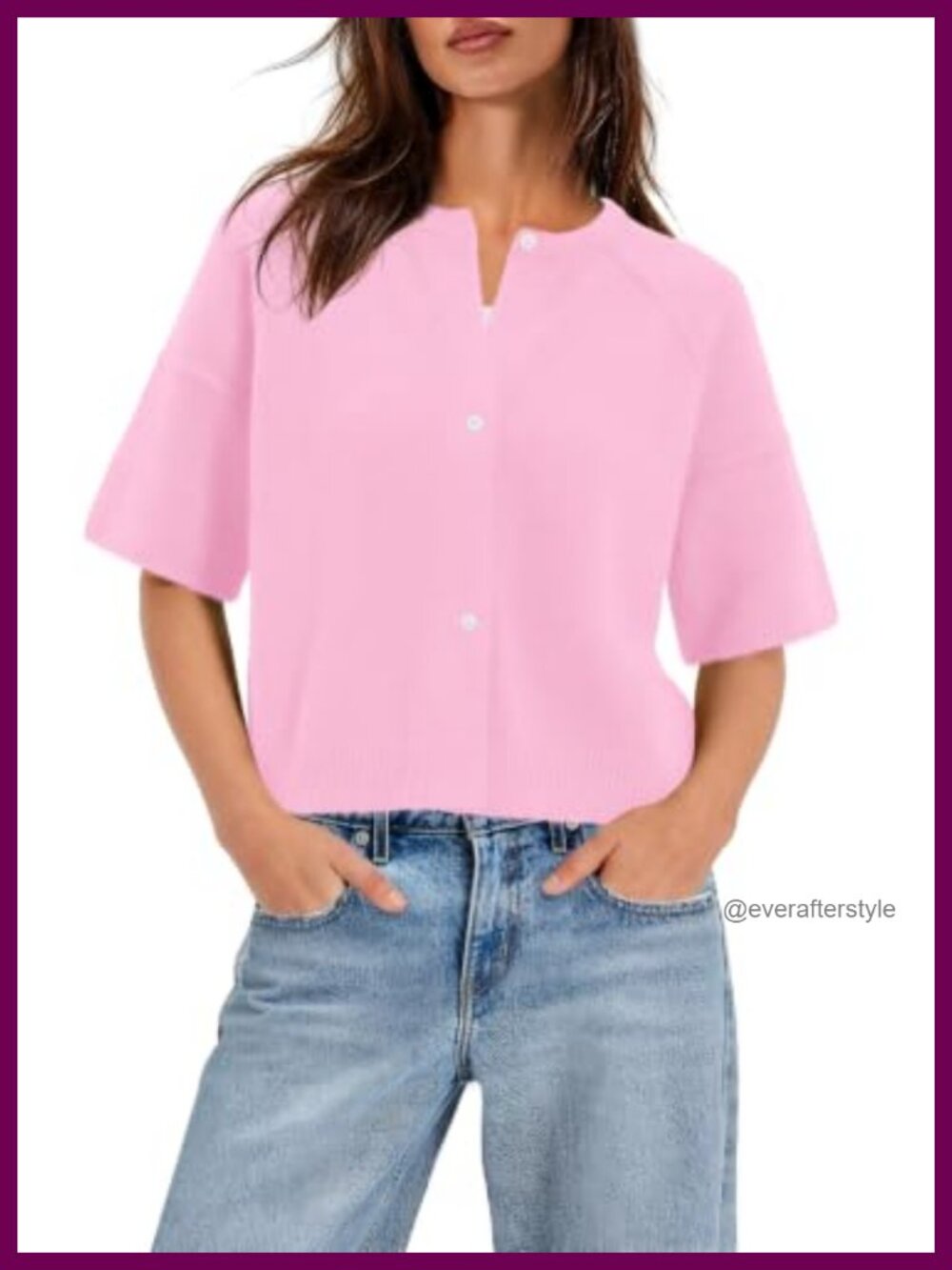 Womens Short Sleeve Cardigan Lightweight Cropped Oversized Knit Sweater